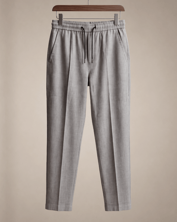 GREY CROSSHATCH LINEN TROUSER
